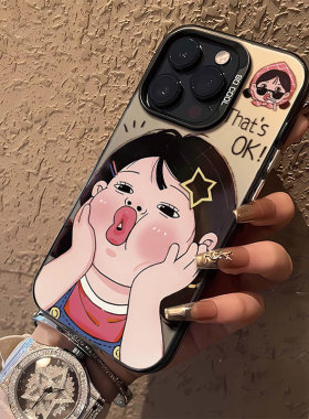 嘟嘴女孩适用iphone17promax手机壳苹果16华为mate60小米15pro可爱Pura70全包nova12红米K80荣耀200/14/13/11