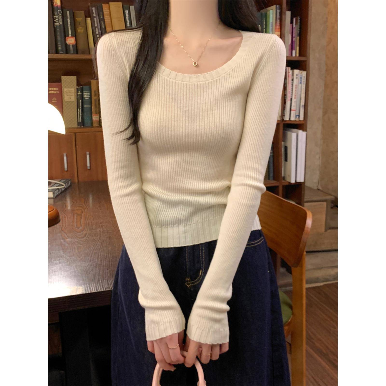 设计感显瘦2025新款早春针织打底衫女装春秋毛衣内搭长袖小衫上衣