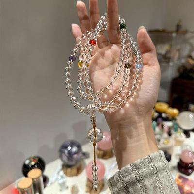 天然全净体8A白水晶佛珠手串