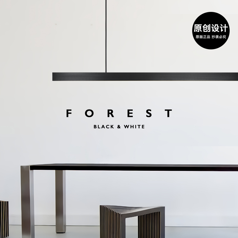 现代极简餐厅吊灯意式设计师书房岛台办公室创意高端全铜长条灯具