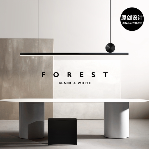 意式极简餐厅吊灯现代简约高端设计师几何全铜创意黑色长条吧台灯