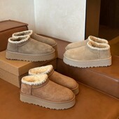 加绒加厚保暖桑坡勃肯鞋 春秋真厚底短筒靴女2026新款 冬季 0128n