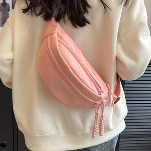 斜挎包胸包女2024新款 夏休閑餃子包帆布小包學(xué)生騎行運動風(fēng)腰包男