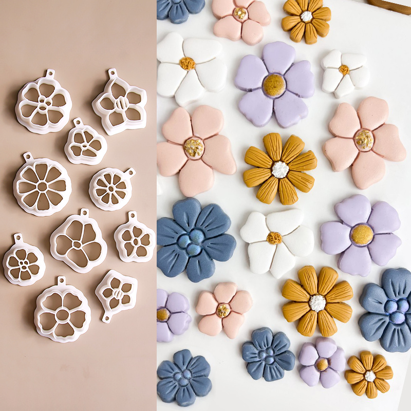 花朵软陶黏土耳环饰品切割模具
