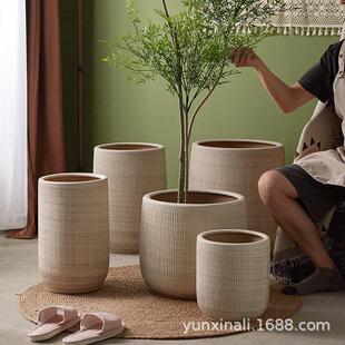 特大号陶瓷花盆高深大口径30cm40种树南天竹家用民宿落地组合套装