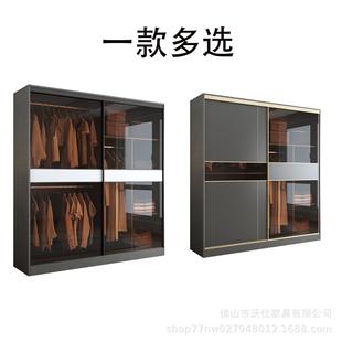 推拉门衣柜卧室柜子现代简约玻璃门滑移门柜衣橱衣帽间免安装主卧