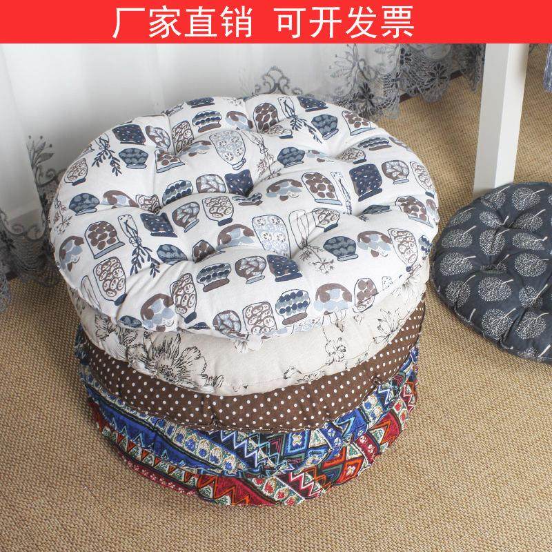 【厂家】棉麻蒲团坐垫圆形加大厚印花地板沙发餐椅阳台坐垫