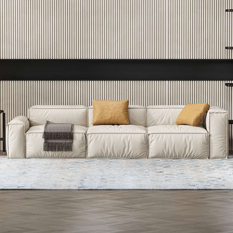 轻奢极简皮艺沙发意大利小户型布艺客厅现代科技布三四人羽绒家具