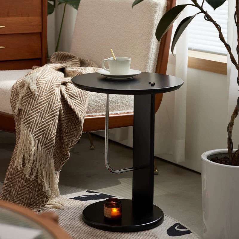 实木沙发边桌客厅阳台现代简约圆桌移动高级创意角几茶几小桌子