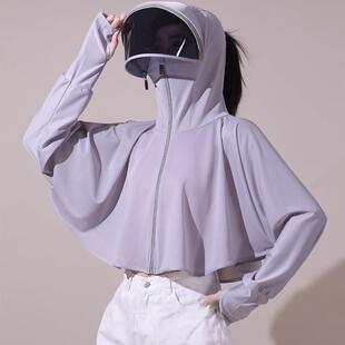 遮全脸一提透气舒适放紫外线骑车骑电动车罩衫 冰丝防晒帽女夏季 薄