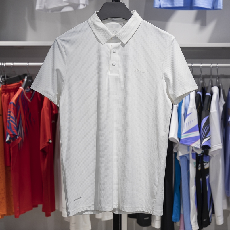 李宁正品健身系列男子冰感舒适速干翻领运动短袖POLO衫APLT027-2