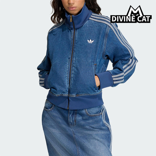 Adidas/阿迪达斯正品三叶草女士日常立领牛仔刺绣休闲外套KD2913
