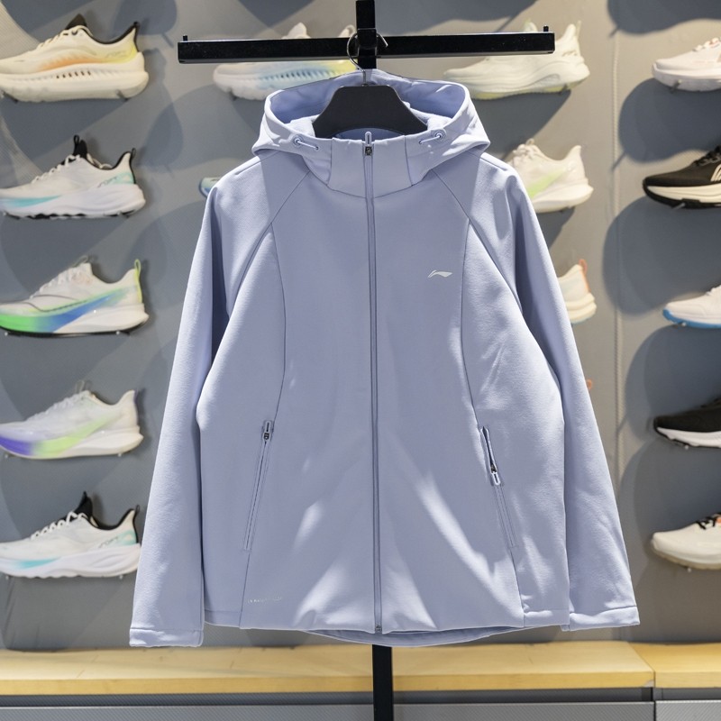 李宁正品健身系列女子运动加绒保暖梭织连帽夹克外套AFDVB70-2