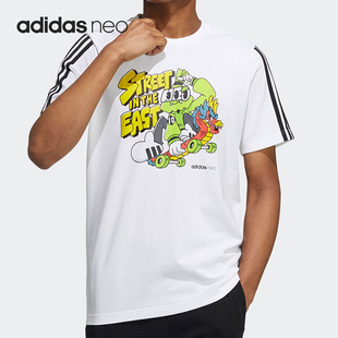卡通印花透气休闲运动短袖 Neo男士 GS2588 阿迪达斯正品 Adidas