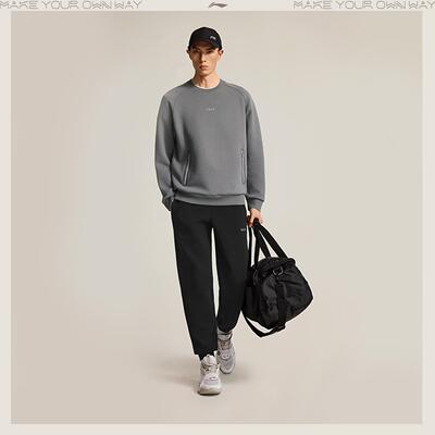 李宁正品韦德系列男子宽松透气运动训练保暖针织束脚长裤AKLV653