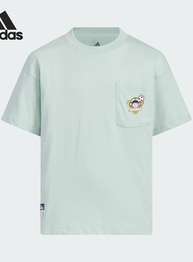 Adidas/阿迪达斯正品2025夏季儿童印花运动圆领短袖JM7994