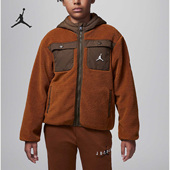 JORDAN大童仿羊羔绒连帽拼接外套HQ7968 Nike 耐克正品 228