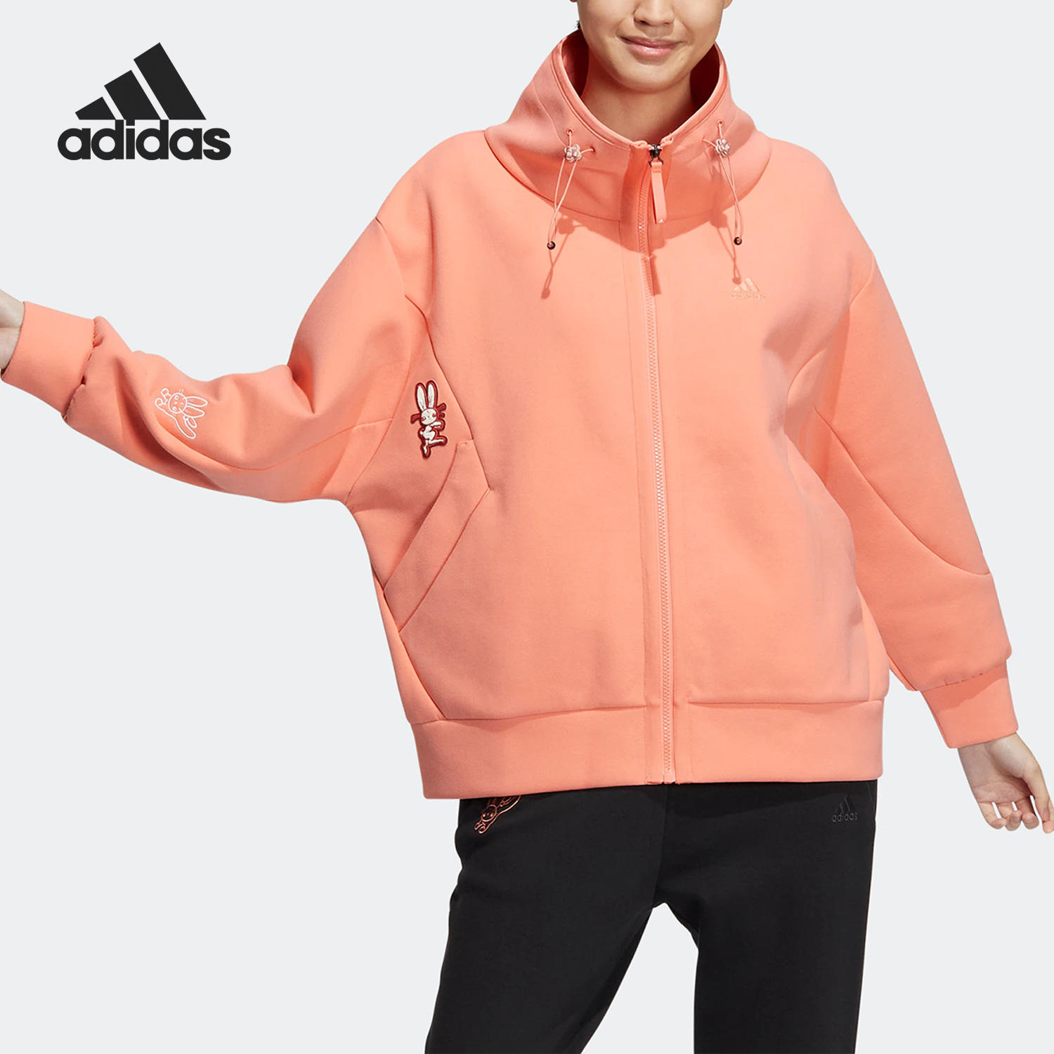 Adidas/阿迪达斯正品女子兔年休闲运动立领夹克外套 HZ0247