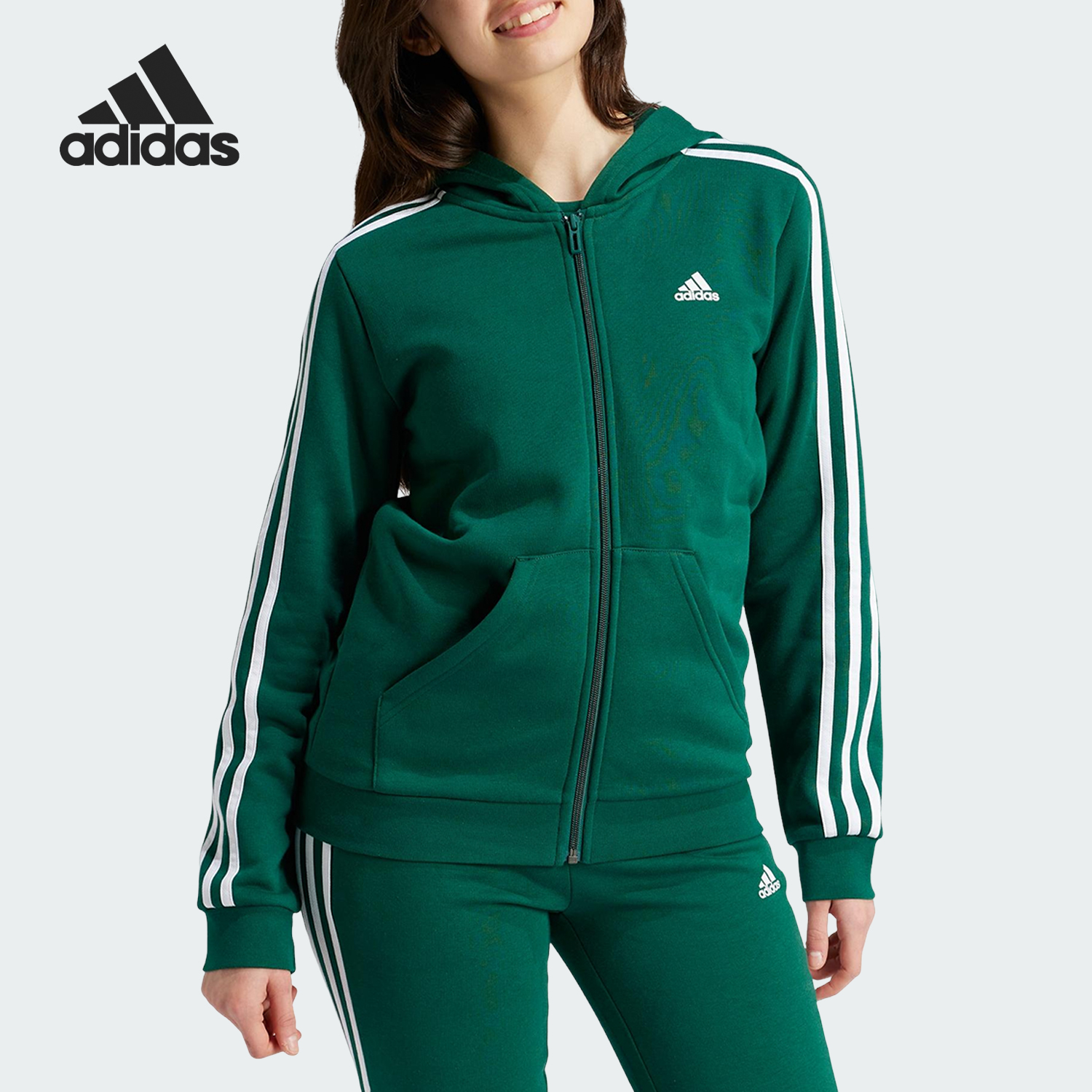 Adidas/阿迪达斯正品U 3S FL FZ HOOD大童运动经典外套JJ3187