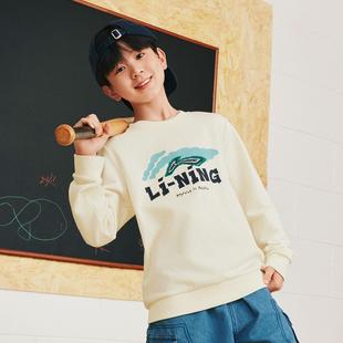 简约宽松透气卫衣套头衫 男女大童时尚 YWDV419 2025新款 李宁正品