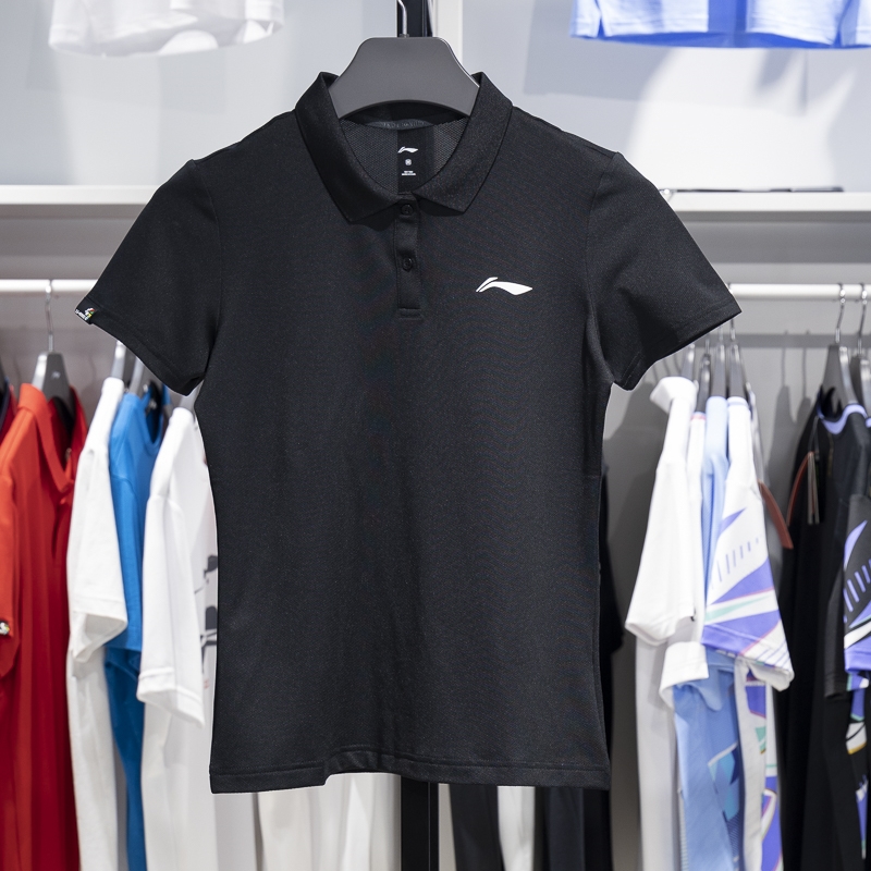 李宁正品羽毛球系列女子速干透气翻领运动短袖POLO衫APLR126-3