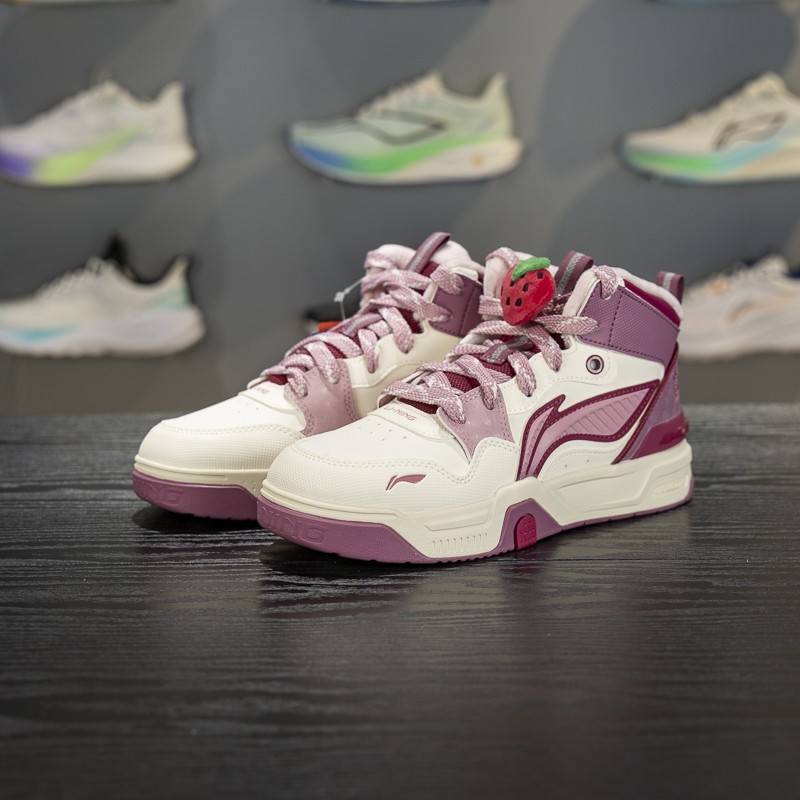 李宁正品2025冬季女大童潮流休闲防滑高帮加绒运动板鞋YKCV174-28,童鞋/婴儿鞋/亲子鞋,运动鞋,淘宝优惠券,粉丝福利购,淘宝优惠卷