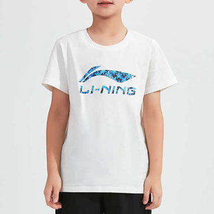 T恤YHSU217 李宁正品 圆领套头舒适短袖 儿童休闲运动柔软经典 新款