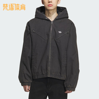 Adidas/阿迪达斯正品三叶草男女休闲连帽运动宽松保暖外套KC2640