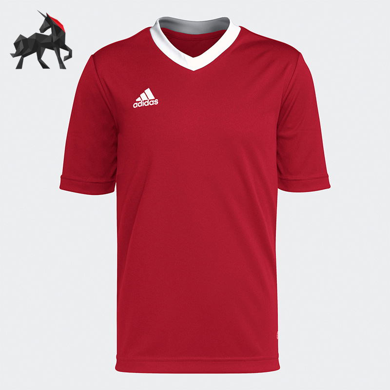阿迪达斯大童V领短袖足球服