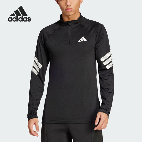 Adidas/阿迪达斯正品GYM综合训练半开襟男士长袖T恤JW7567