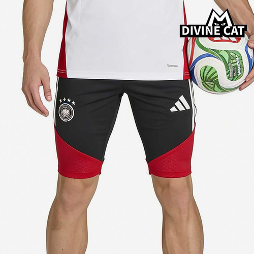 Adidas/阿迪达斯正品纯色松紧中腰直筒裤男经典黑红色短裤KB4481