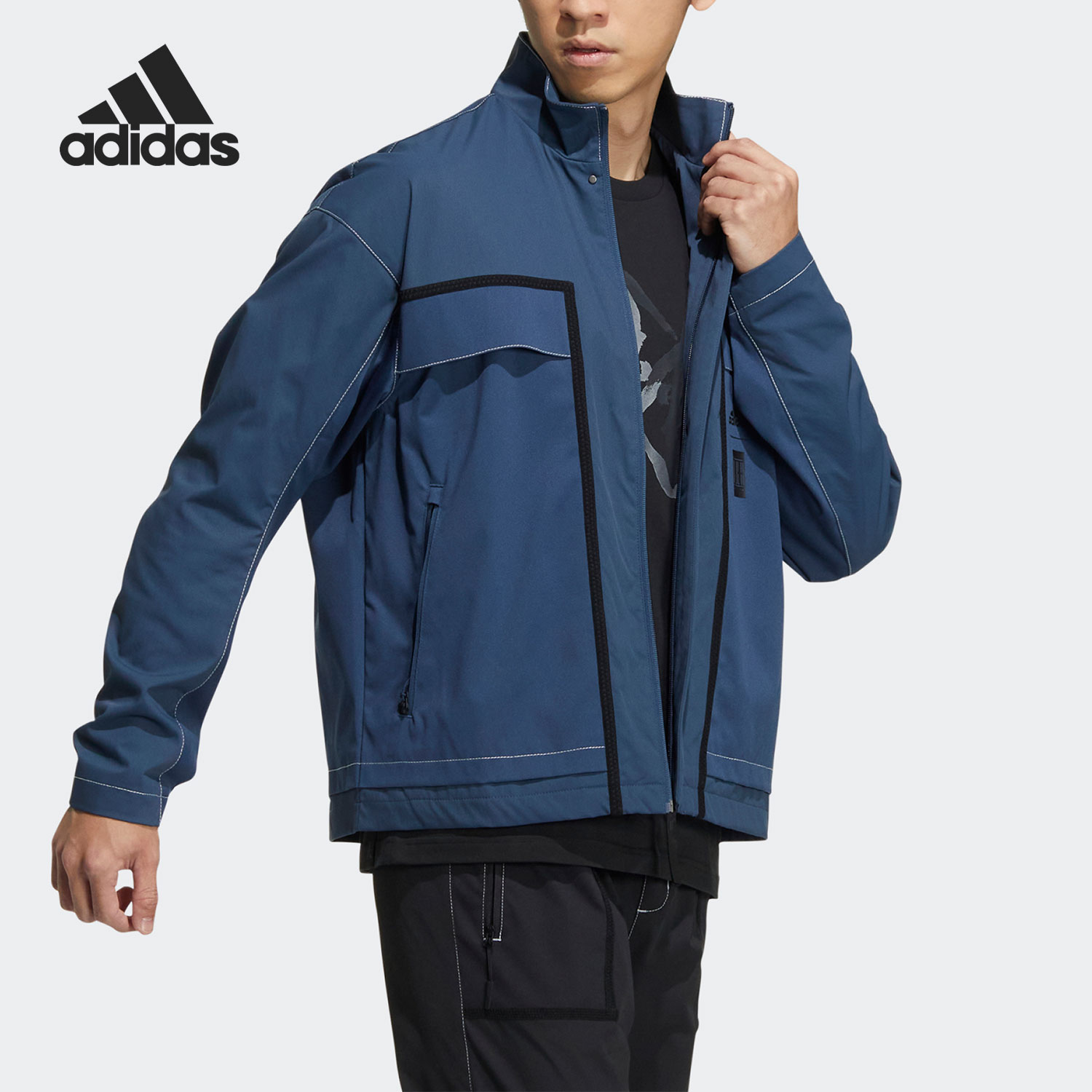 Adidas/阿迪达斯正品新款男子时尚立领梭织夹克外套HM7471