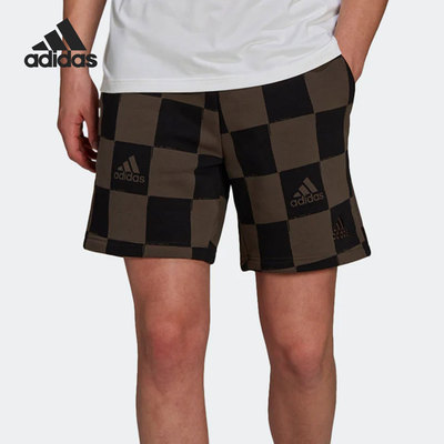 Adidas/阿迪达斯正品当季新款棋盘格男女运动短裤HU0299