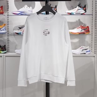 男子休闲百搭舒适圆领套头卫衣YWDU465 新款 2024冬季 李宁正品