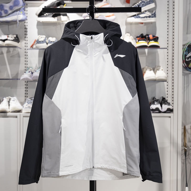 李宁正品2025新款男士拼接连帽时尚宽松运动夹克外套AFDV041-7