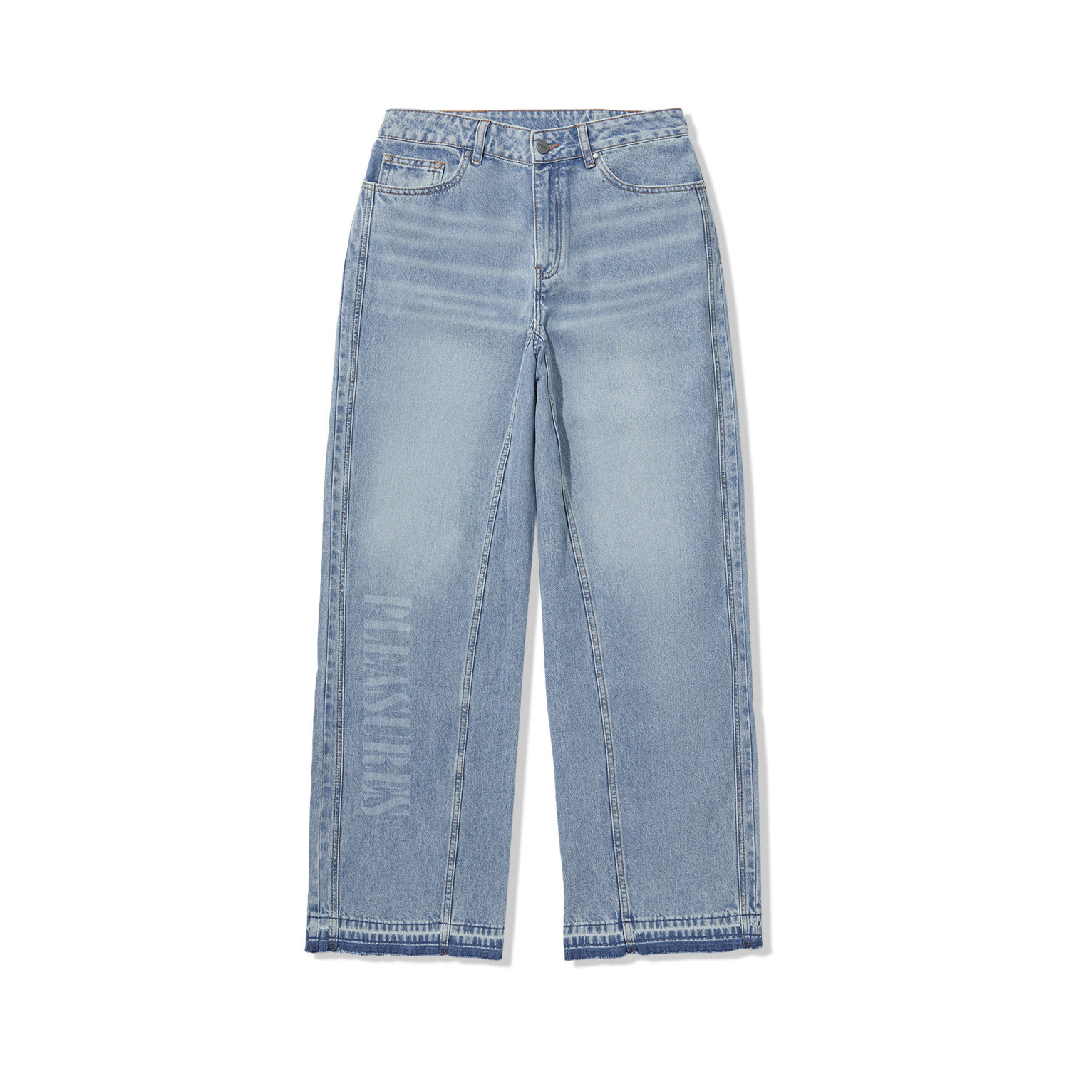 李宁正品 x PLEASURES联名系列女子亲肤直筒水洗牛仔长裤AJQU186