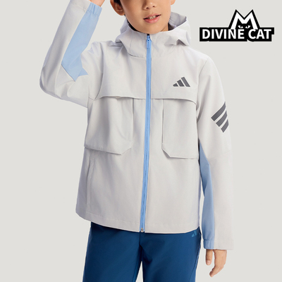 Adidas/阿迪达斯正品春秋儿童简约休闲连帽时尚夹克外套KG5958