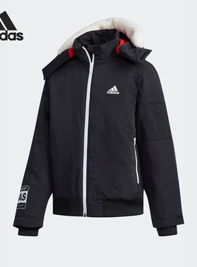 Adidas/阿迪达斯正品秋冬款大童保暖连帽运动休闲棉服DM7140