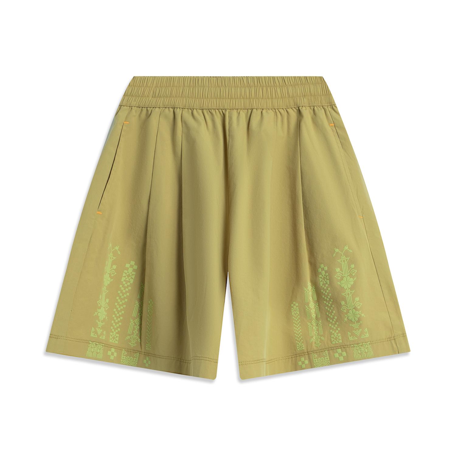 李宁正品中国文化系列女大童舒适休闲百搭运动训练短裤YKSV058