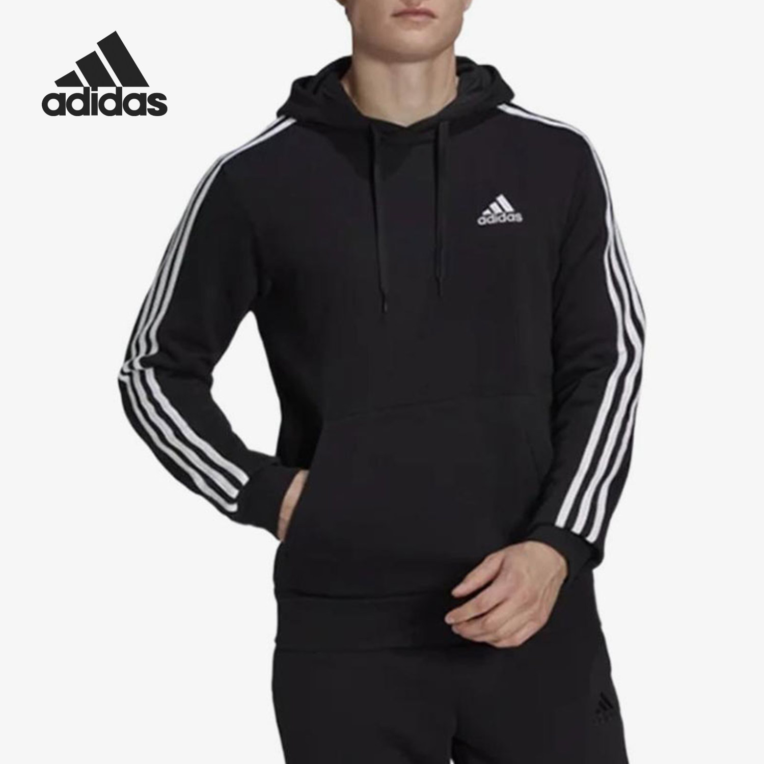 Adidas/阿迪达斯正品春秋男士印花抽绳经典连帽长袖卫衣GK9072