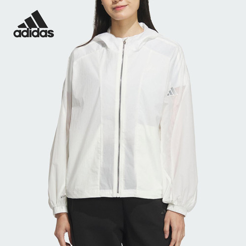 Adidas/阿迪达斯正品2025夏季女士薄款防晒连帽外套JZ1682