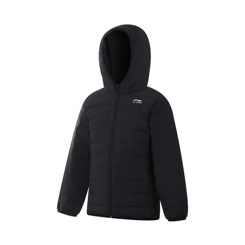 李宁正品运动生活系列女大童简约百搭短款保暖连帽羽绒服YYMU114