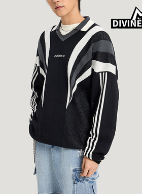 Adidas/阿迪达斯正品三叶草男士针织运动经典宽松套头毛衣KW2018