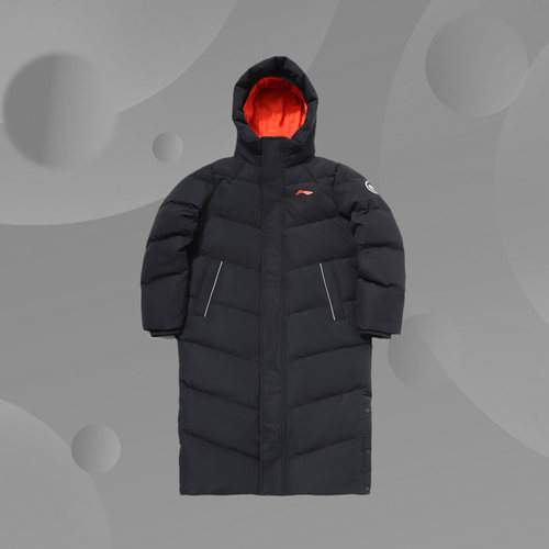 李宁正品羽绒服男女大童户外连帽冬季中长款白鸭绒运动服YYMQ039