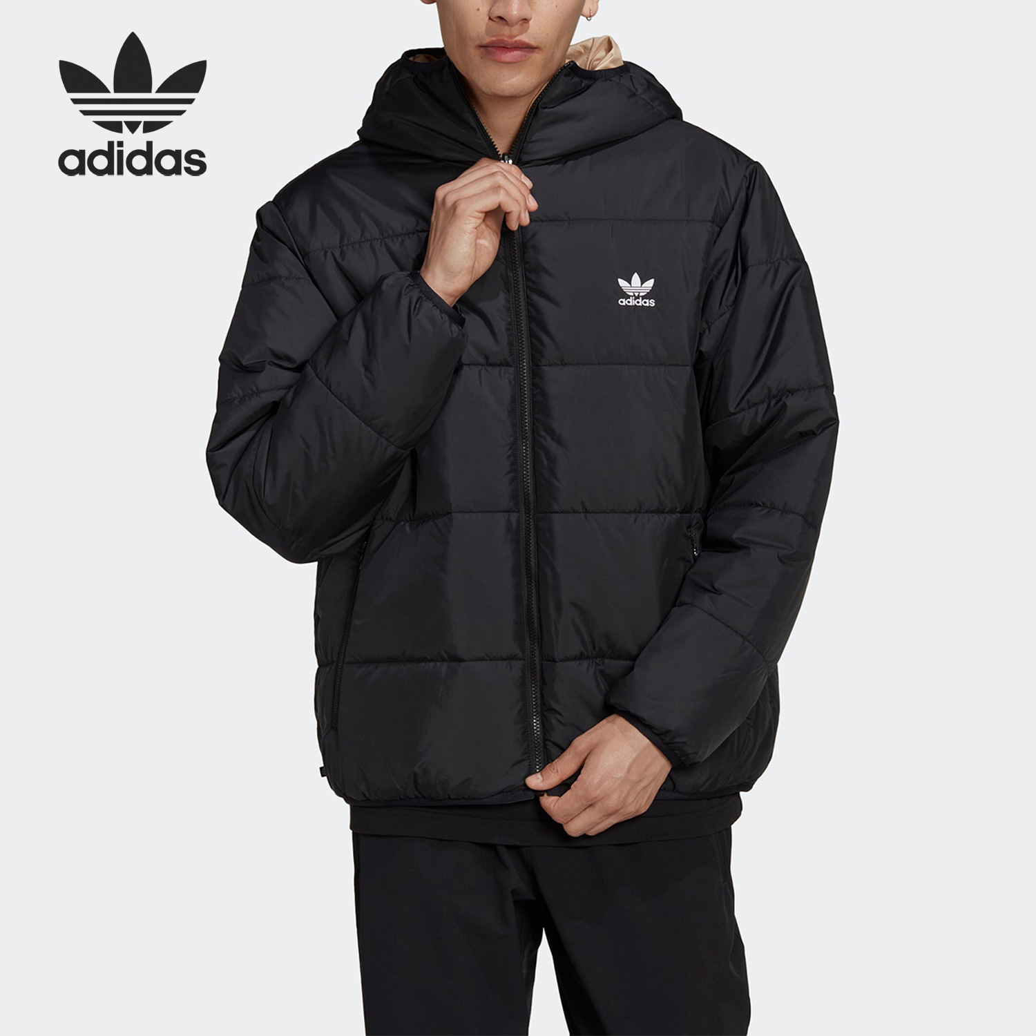 Adidas/阿迪达斯正品三叶草男子保暖运动双面穿棉服HM2463