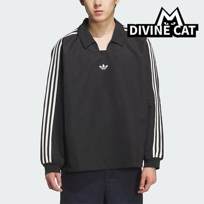 Adidas/阿迪达斯正品三叶草男女休闲翻领套头运动宽松长袖KF9602