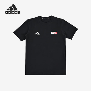 大童圆领针织舒适跑步短袖 夏季 T恤JF3638 阿迪达斯正品 Adidas