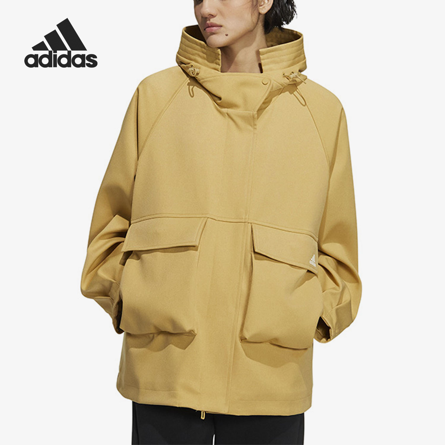 Adidas/阿迪达斯正品新款女士梭织防风运动连帽外套HM4987