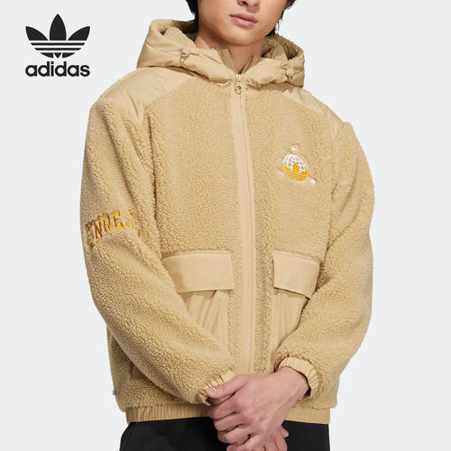 Adidas/阿迪达斯正品三叶草男女运动保暖仿羊羔绒外套HS2006