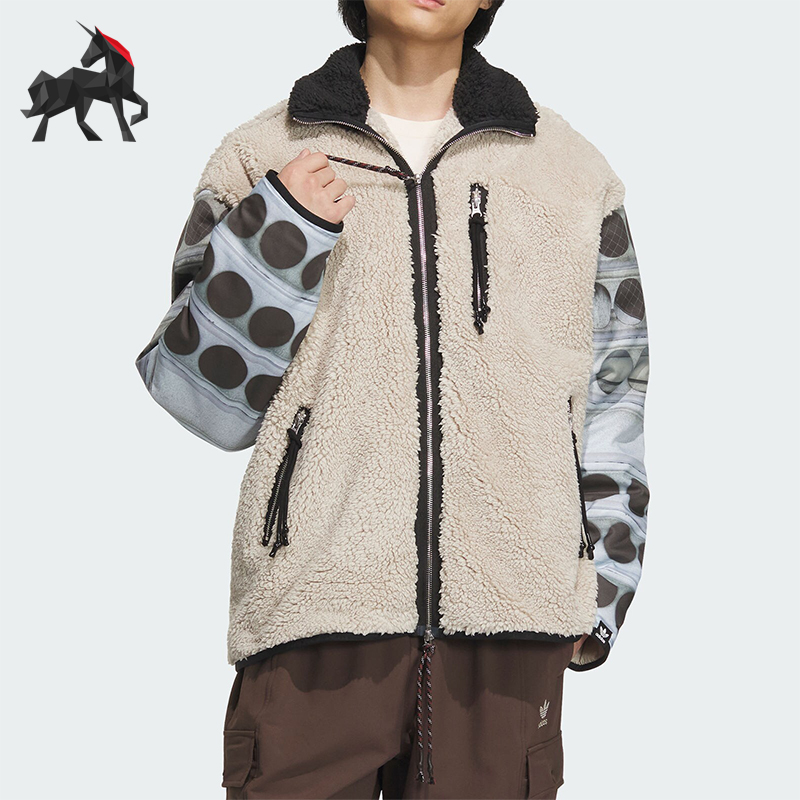 阿迪达斯加绒运动宽松夹克外套